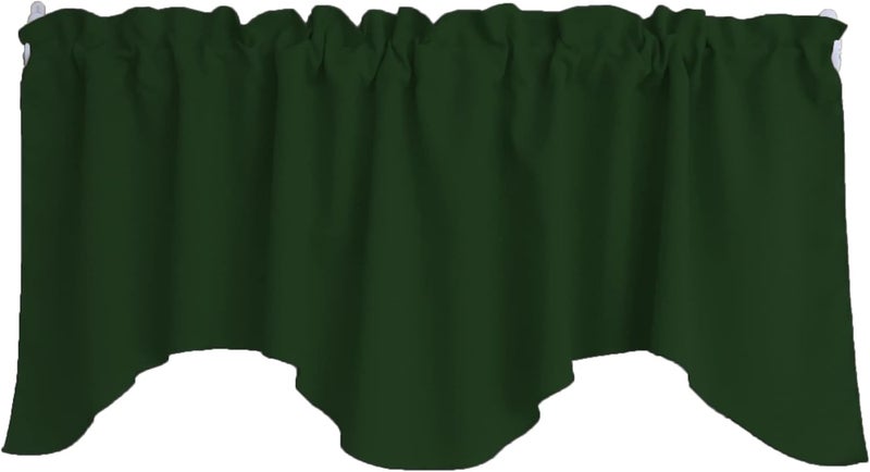 Zen Creative Designs Solid Poplin Scalloped Window Valance Home Décor Bedroom Nursery Kitchen Window (Hunter Green) - Image 1